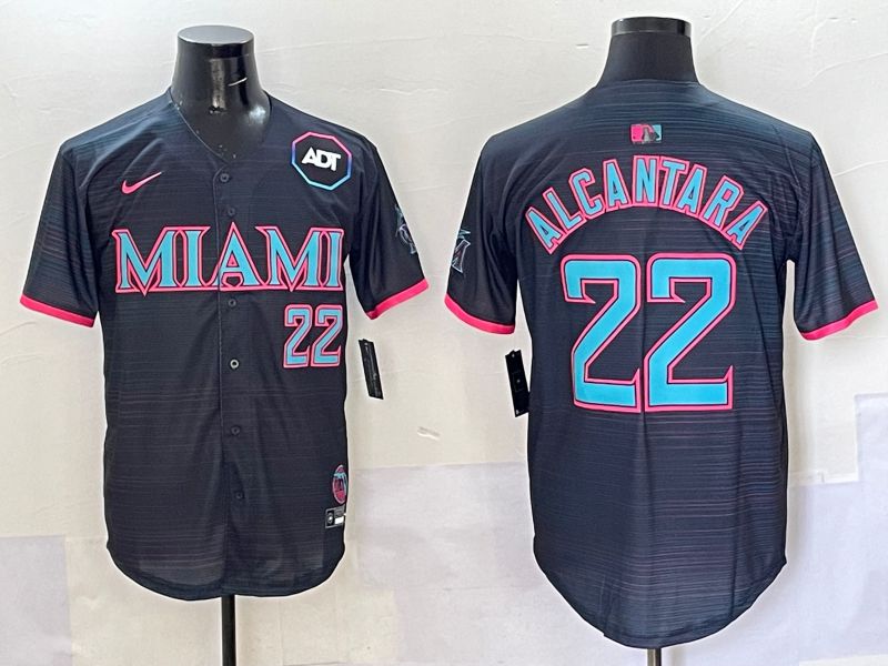 Men 2025 Miami Marlins #22 Alcantara Black Joint Name Nike MLB Jersey style 11->miami marlins->MLB Jersey
